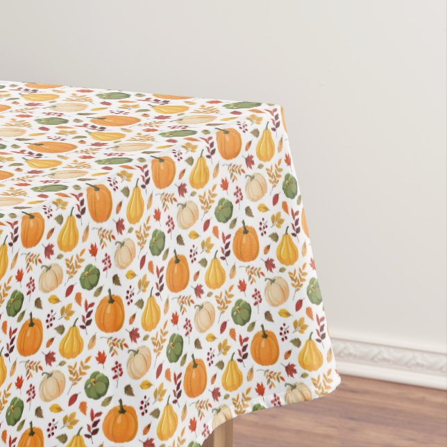 Nappe Citrouilles de récolte et Motif de feuilles d'auto (In Situ)