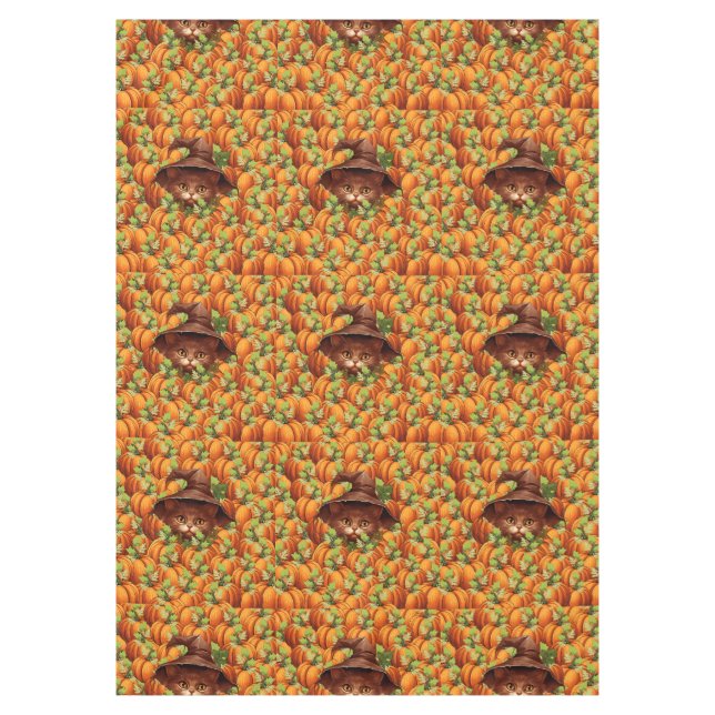 NAPPE CITROUILLES DE THANKSGIVING CHAT MIGNON (Devant)
