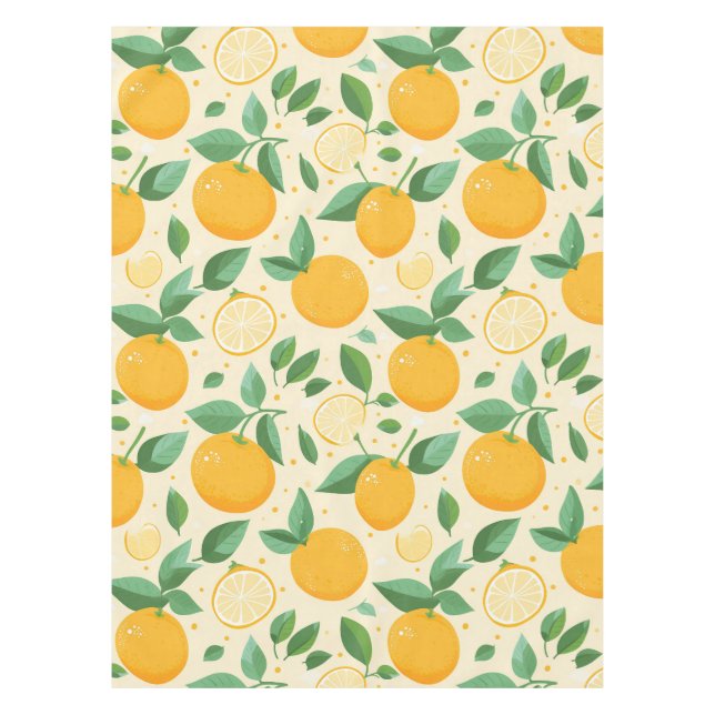 Nappe Citrus citron jaune motif de fruits tropicaux (Devant)