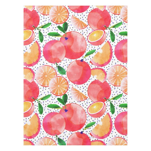 Nappe Citrus Tropical | Pois de fruits juteux | Aliments (Devant)
