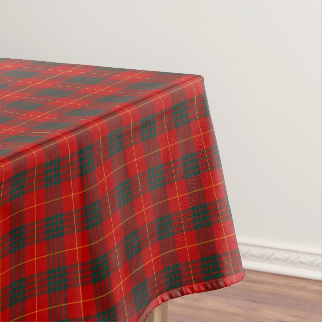 Nappe Clan Cameron Red et Forest Green Scottish Tartan (In Situ)