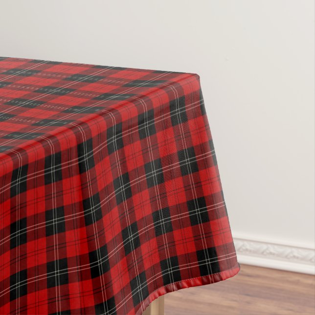 Nappe Clan Ramsay Tartan écossais rouge, noir et blanc (In Situ)