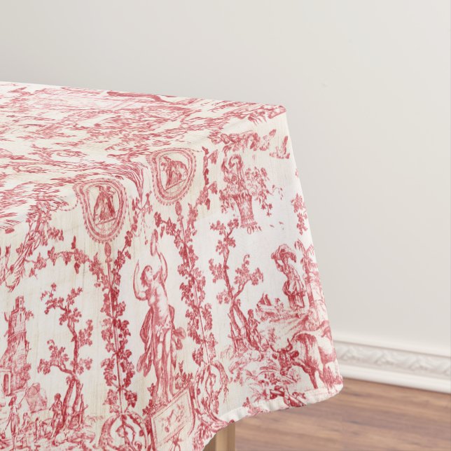 Nappe Classé Elegant Vintage Rouge French Country Toile (In Situ)
