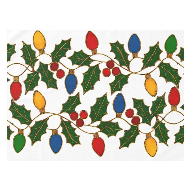 Nappe Cloisonne Art Christmas Lights and Holly (Devant (Horizontal))