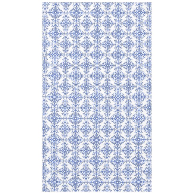 Nappe Cobalt bleu et blanc Floral Damask Style Motif (Devant)