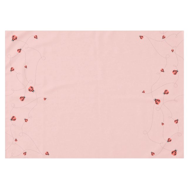 Nappe Coccinelles rose aquarelle voltigeantes (Devant (Horizontal))