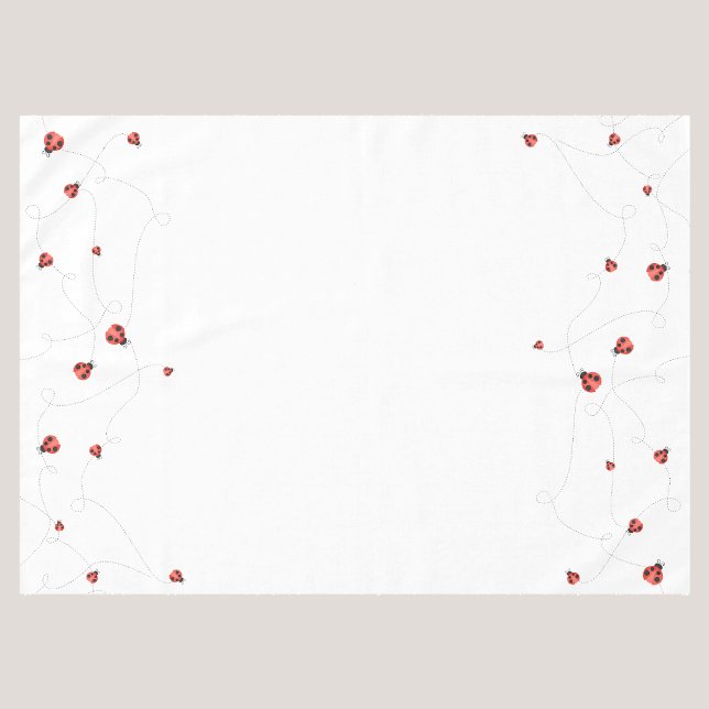 Nappe Coccinelles volantes à l'aquarelle blanche (White Watercolor Fluttering Ladybugs Tablecloth)