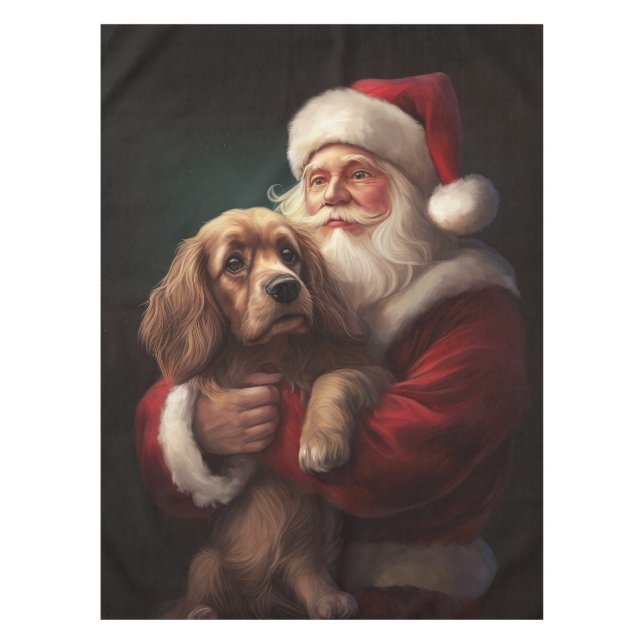 Nappe Cocker Spaniel avec le Père Noël Festif de Noël (Devant)