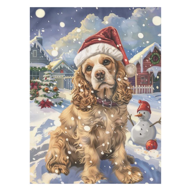 Nappe Cocker Spaniel Merveilleux Noël Hiver Joie  (Devant)