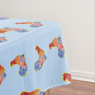 Nappe Cockerel Rooster Rouge Drôle et Zones Bleues et Bl