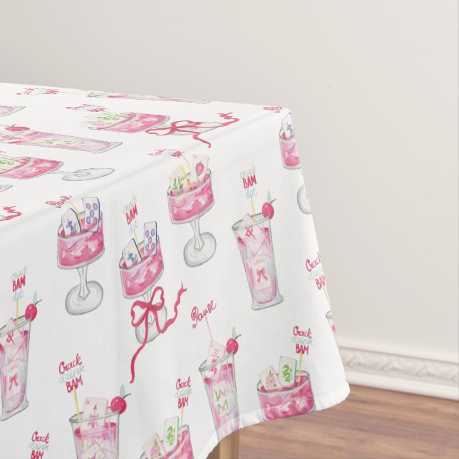 Nappe Cocktails Mahjong Rose Chaud Aquarelle (In Situ)
