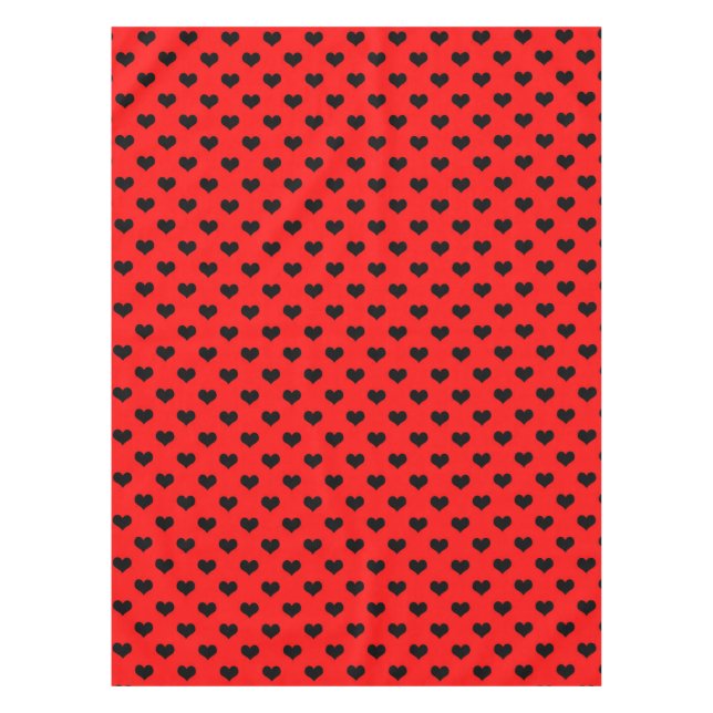 Nappe Cœur d'amour noir sur fond rouge (Devant)