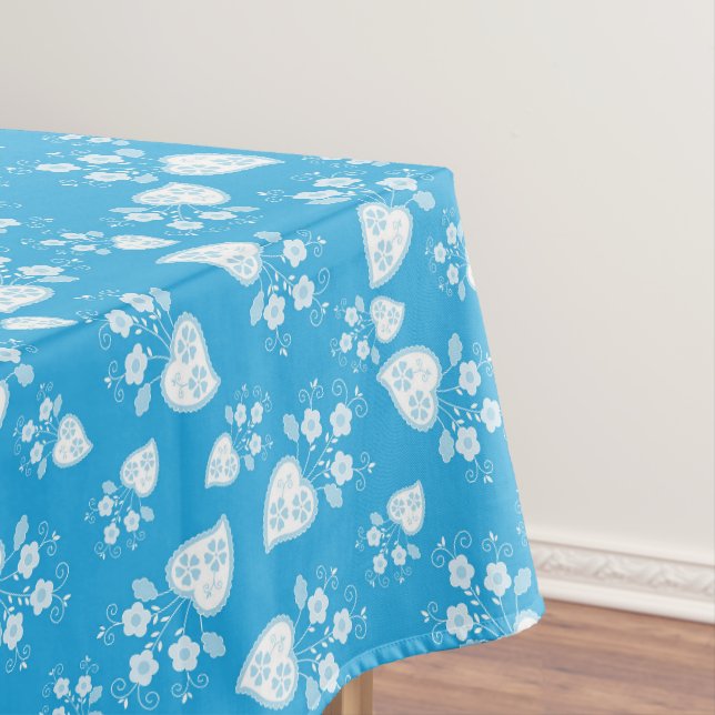 Nappe Coeur de fleur bleu avec fleurs motif (In Situ)