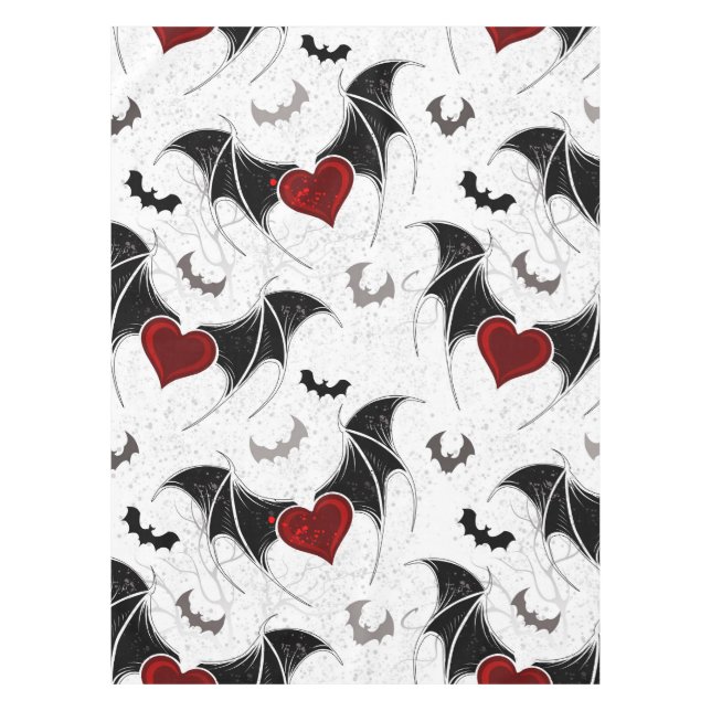 Nappe Coeur d'Halloween avec ailes de chauve-souris noir (Devant)