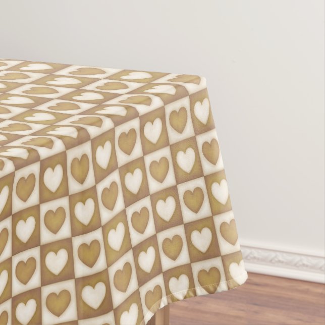 Nappe Cœurs à carreaux dans une crème blonde (In Situ)