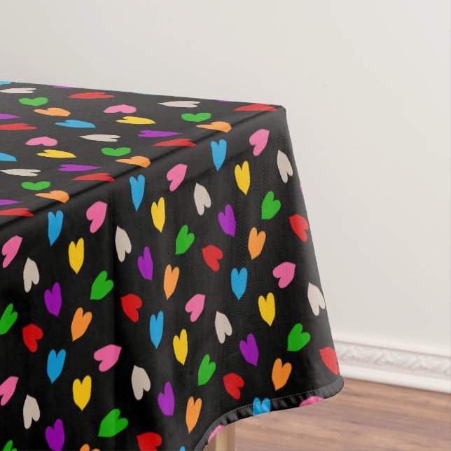 Nappe Cœurs Amour Colorés Motif Design Noir  (In Situ)