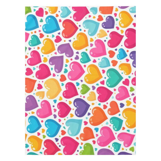 Nappe Coeurs arc-en-ciel colorés Valentines (Devant)