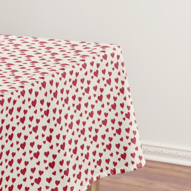 Nappe Cœurs Dispersés Doux - Crème et Rouge (In Situ)