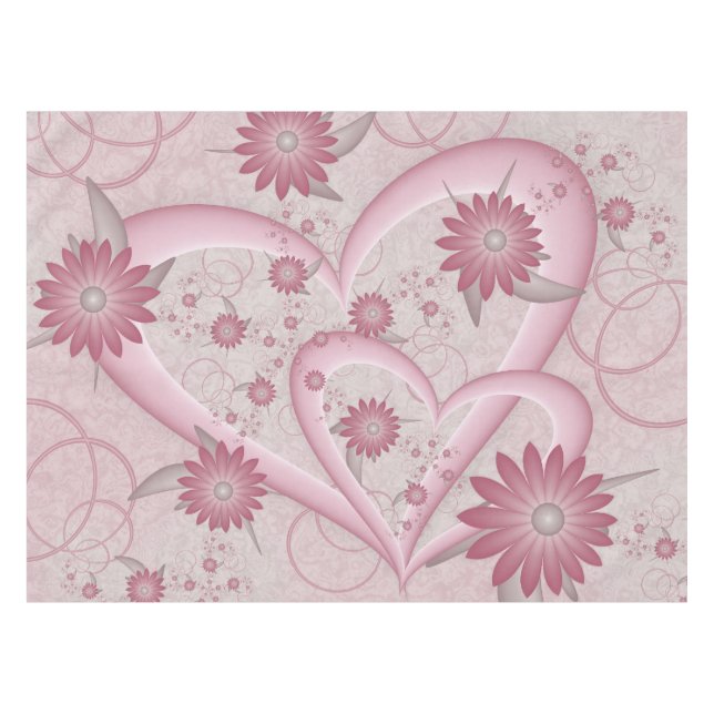 Nappe Cœurs et fleurs abstraits roses Amour Art fractal (Devant (Horizontal))