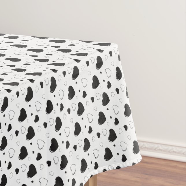 Nappe Coeurs noir brillant mignon motif romantique (In Situ)