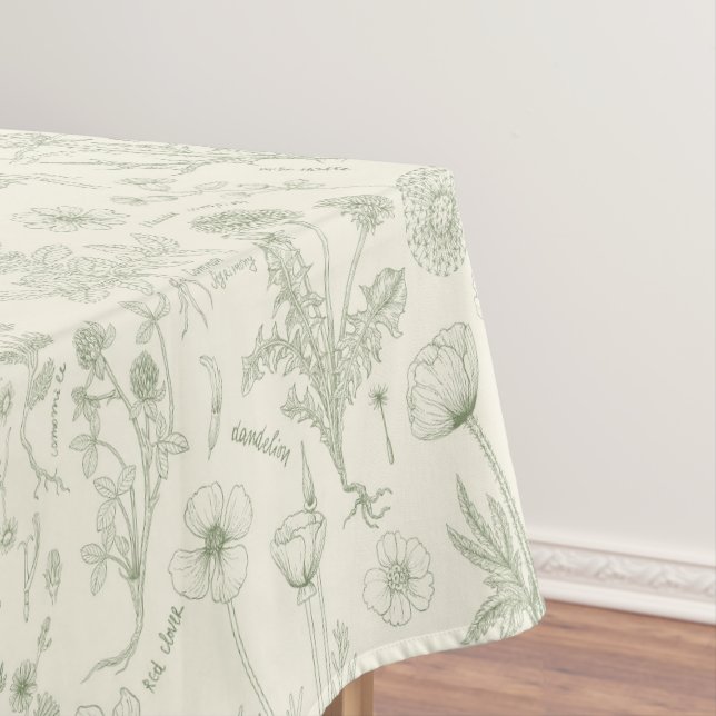 Nappe Collage de fleurs sauvages / blanc cassé et sauge (In Situ)