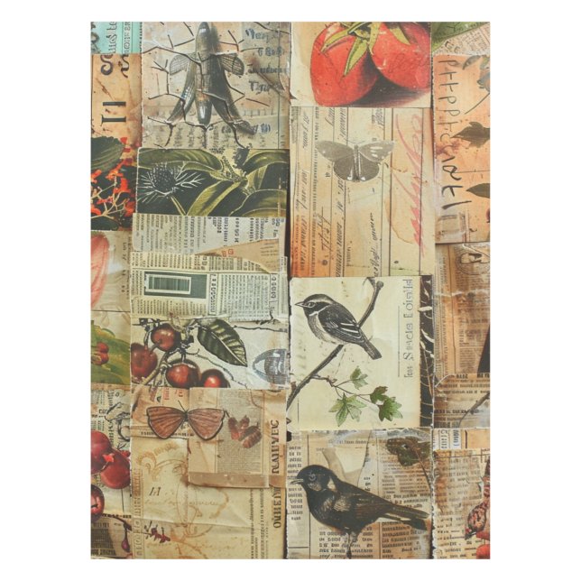Nappe Collage de papier rustique Vintage (5) (Devant)