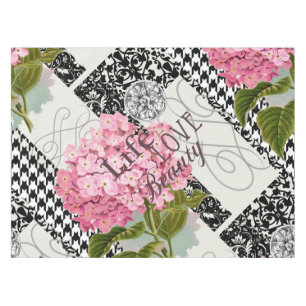 Nappe Collage d'hortensia rose chic Art damassé vintage