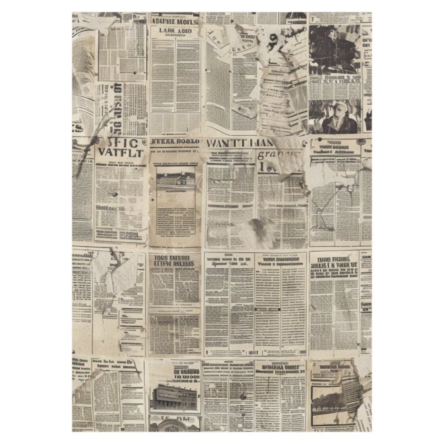 Nappe Collage rustique Vintage de journaux (1) (Devant)