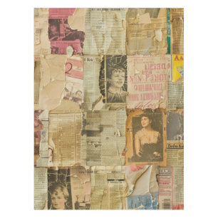 Nappe Collage rustique Vintage de journaux (7)