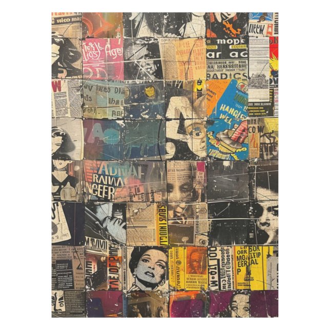 Nappe Collage rustique Vintage de journaux (8) (Devant)