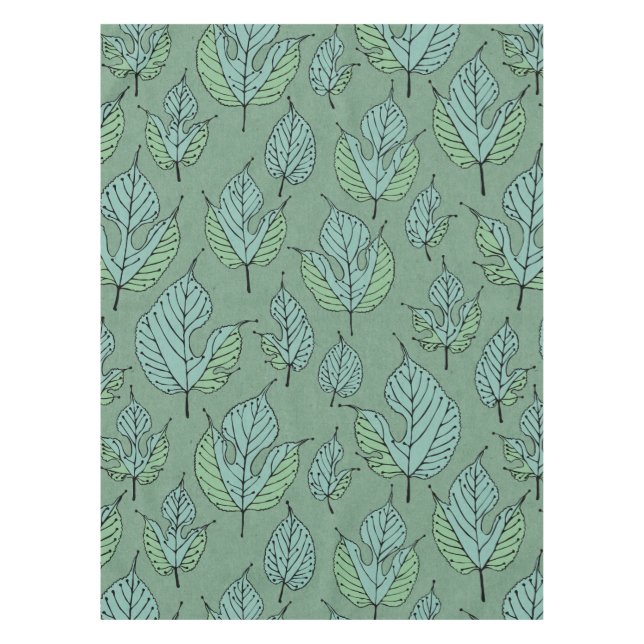 Nappe Collage vert contemporain de Feuilles de mûres (Devant)