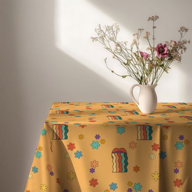Nappe Colorée des Années 60 Pastel Décontractée (Funky 60s Tablecloth Colorful Pastel Dining Fun)