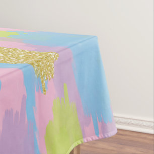 Nappe Colorful Abstrait Brushstrokies Motif Monogramme