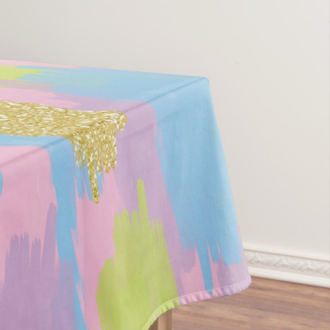 Nappe Colorful Abstrait Brushstrokies Motif Monogramme (In Situ)