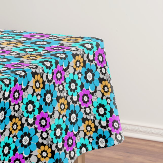Nappe Colorful flowers daisies Blue Turquoise Purple  (In Situ)