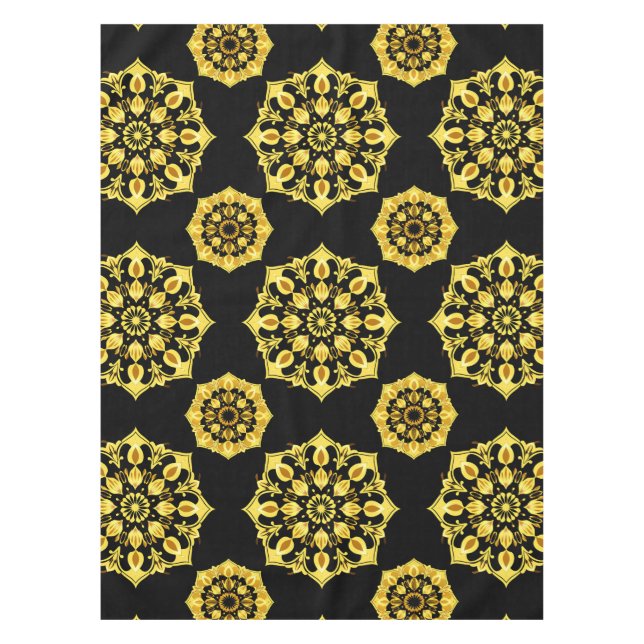 Nappe Conception de mandala doré avec motifs symétriques (Devant)