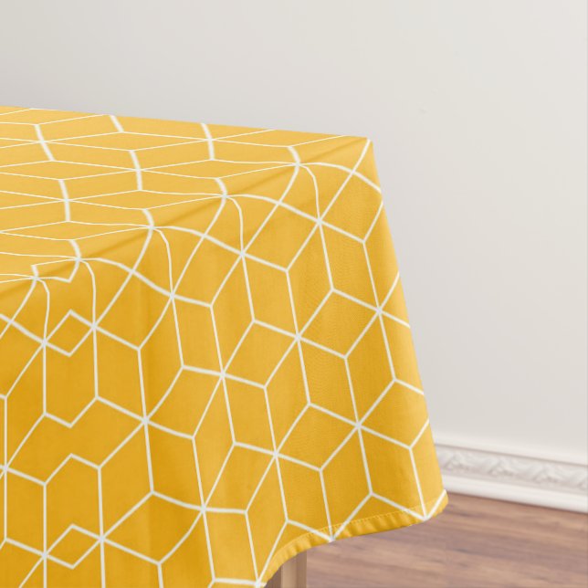 Nappe Conception de motif de cube hexagonal jaune vibran (In Situ)