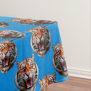 Nappe Conception de motif de tête de tigre bleu