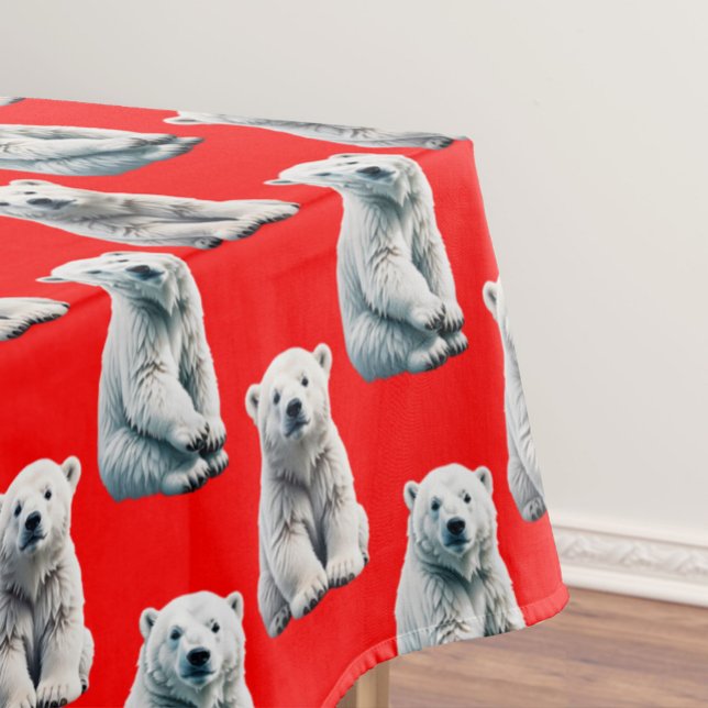 Nappe Conception de motif d'ours polaire sur fond rouge  (Créateur téléchargé)