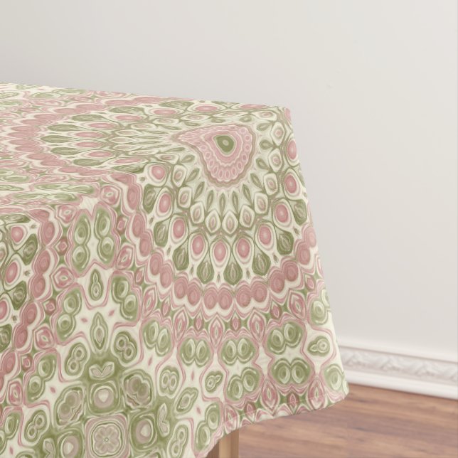 Nappe Conception de motif mandala rose et vert (In Situ)
