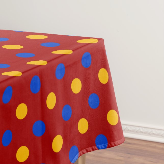 Nappe Conception de points polka rouges bleus jaunes  (In Situ)