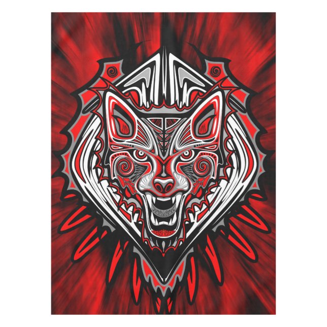 Nappe Conception de totem tribal Haida de loup (Devant)