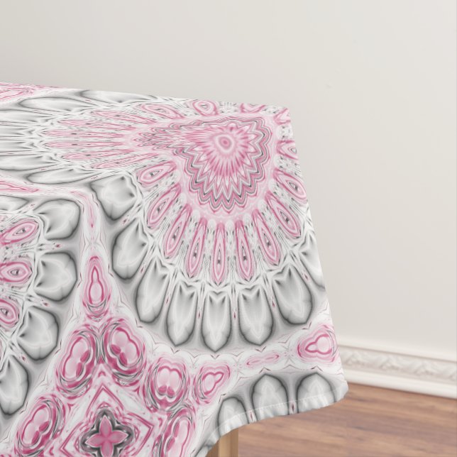 Nappe Conception Motif Mandala rose et blanc (In Situ)