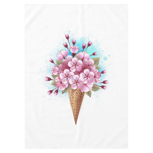 Nappe Cône rose Sakura crème glacée gaufre (Devant)