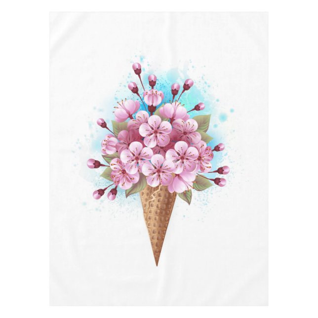 Nappe Cône rose Sakura crème glacée gaufre (Devant)