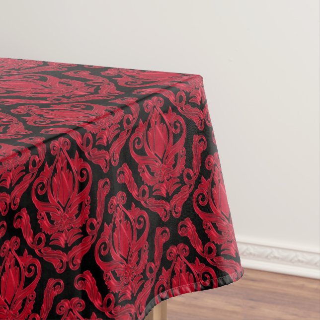 Nappe Copie rouge et noire élégante de damassé (In Situ)