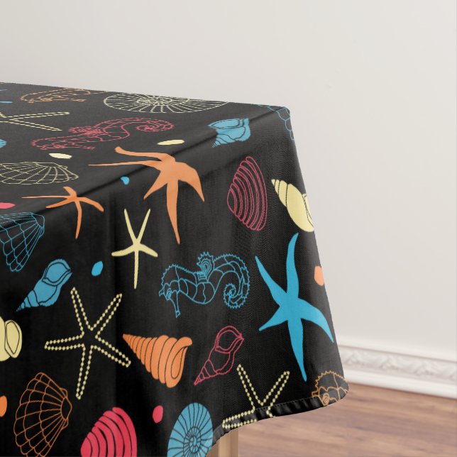 Nappe Coquillages océaniques Starfish Seahorse Sea Life (In Situ)