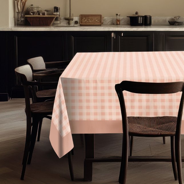 Nappe Coral Peach Grey Plaid Table pour le charme rustiq (Coral Peach Grey Plaid Tablecloth for Rustic Charm)