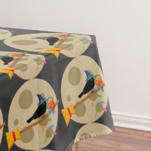 Nappe Corbeau de sorcière sur un balai de profusion de b