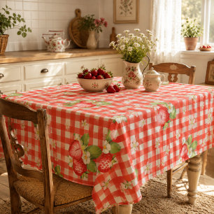 Nappe Cottage de campagne à carreaux rouges et fraises